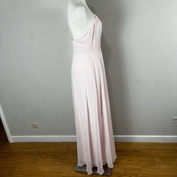 Lovely‎ LB012 Size 4 Lux Chiffon Elliot Maxi Dress Square Neck Blush Pink - Picture 6 of 13